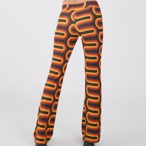 NWOT Urban Outfitters Retro Patterned 70s inspired Flare Pants Orange and Brown